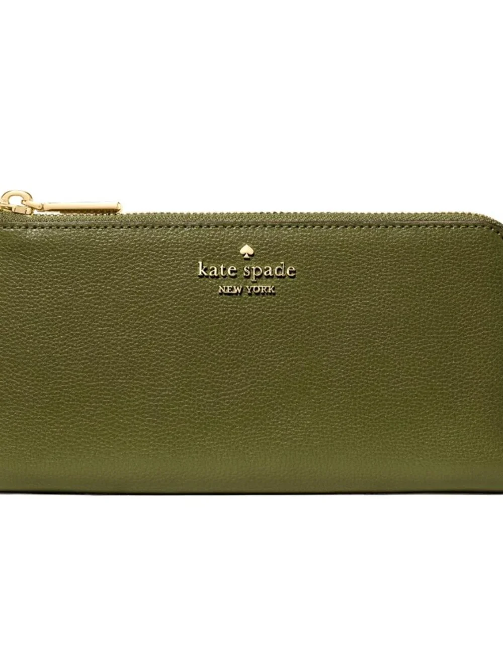 New Kate Spade Large Slim L-zip Wallet Pebble Leather Enchanted Green